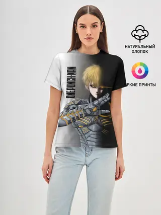 Женская базовая футболка / Металлическое тело Геноса One Punch-Man