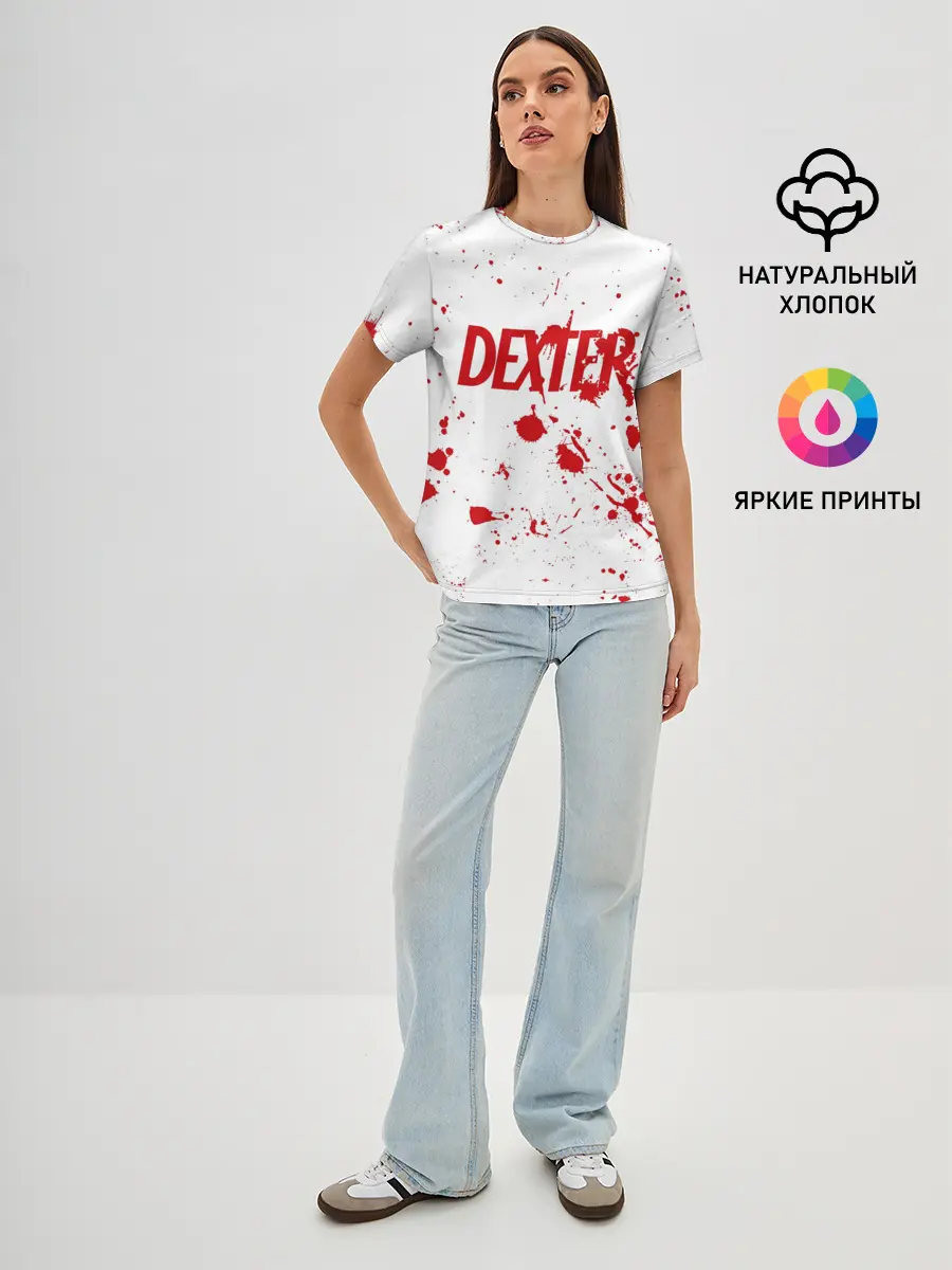 Женская базовая футболка / Dexter logo Декстер брызги крови