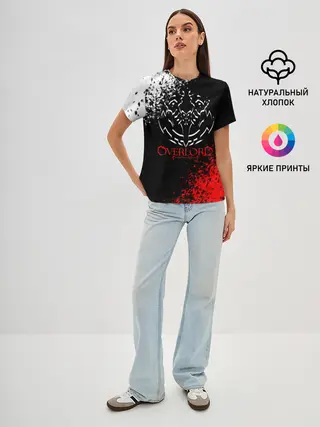 Женская базовая футболка / Оверлорд лого краснобелый