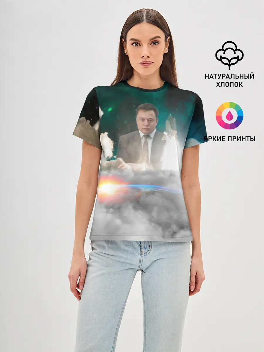 Женская базовая футболка / Elon Musk Thinker