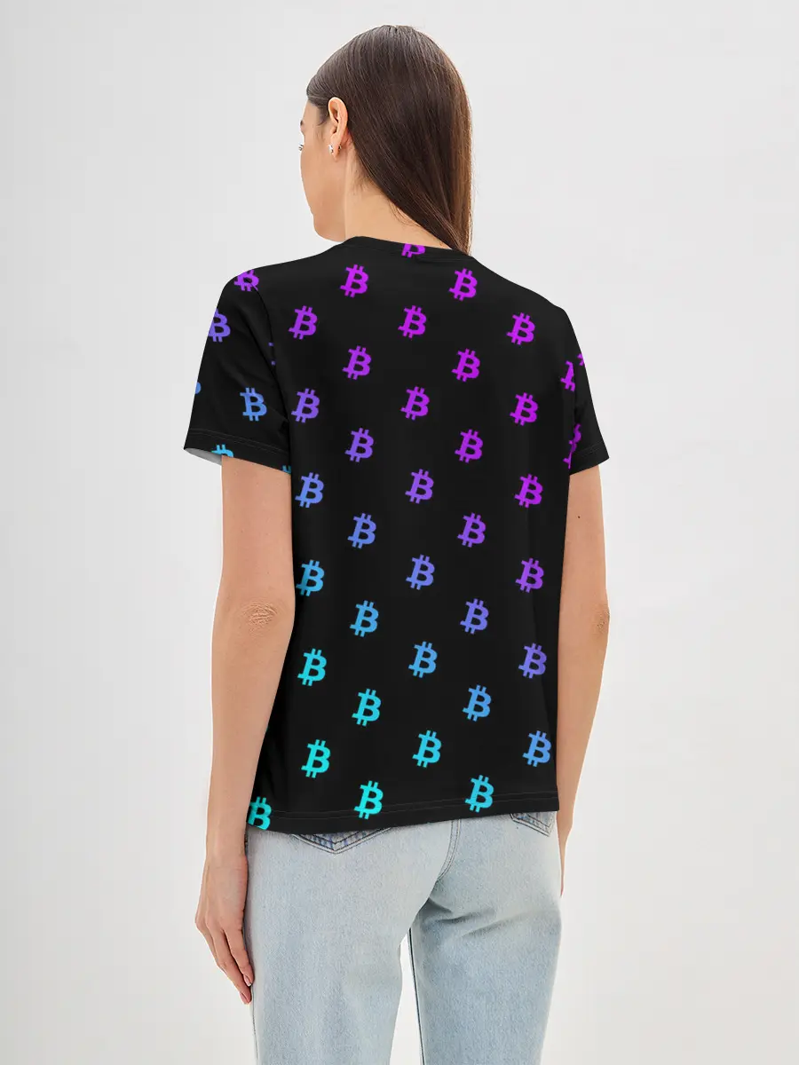 Женская базовая футболка / БИТКОИН НЕОН |BITCOIN NEON