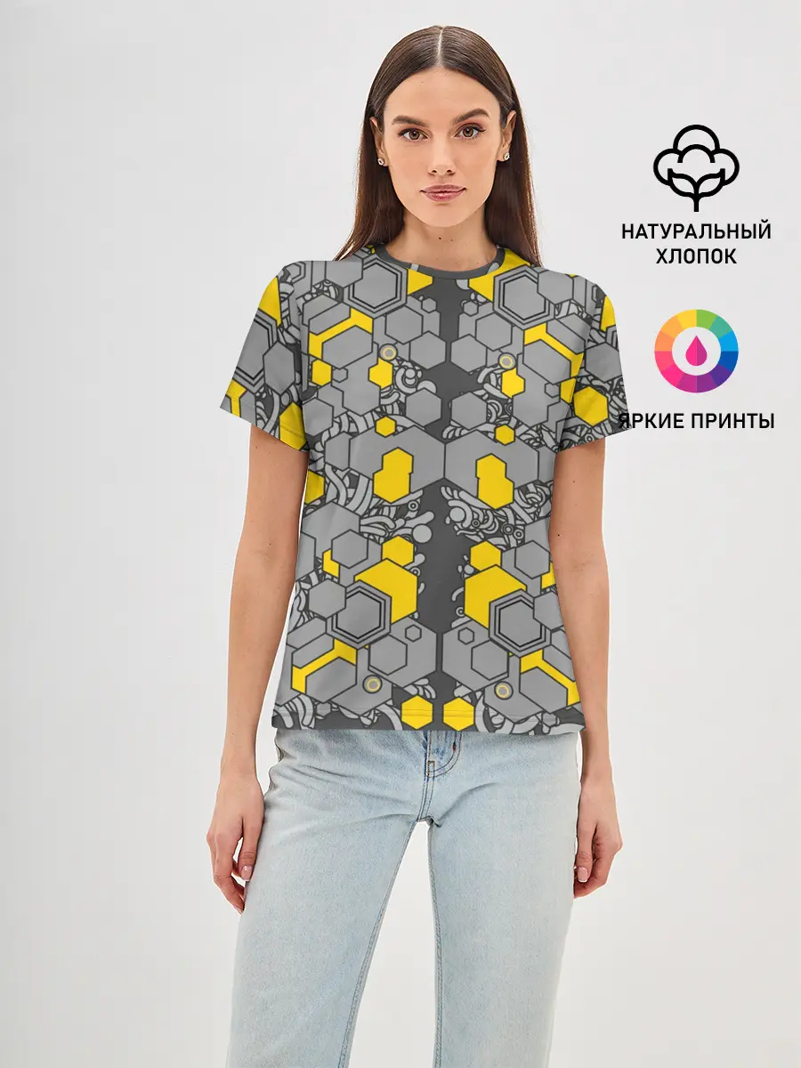 Женская базовая футболка / абстракция киберпанк