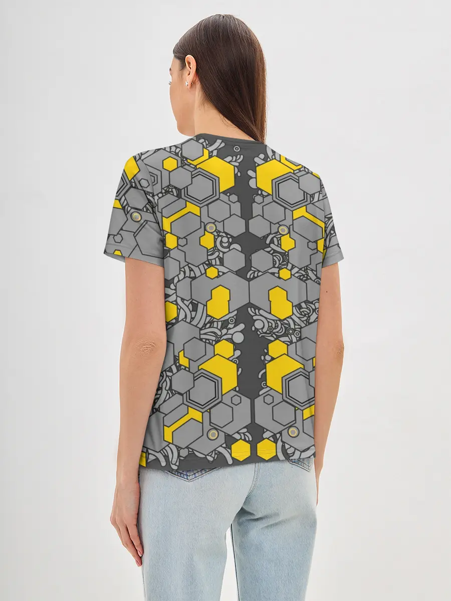 Женская базовая футболка / абстракция киберпанк