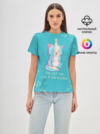 Женская базовая футболка / единорог