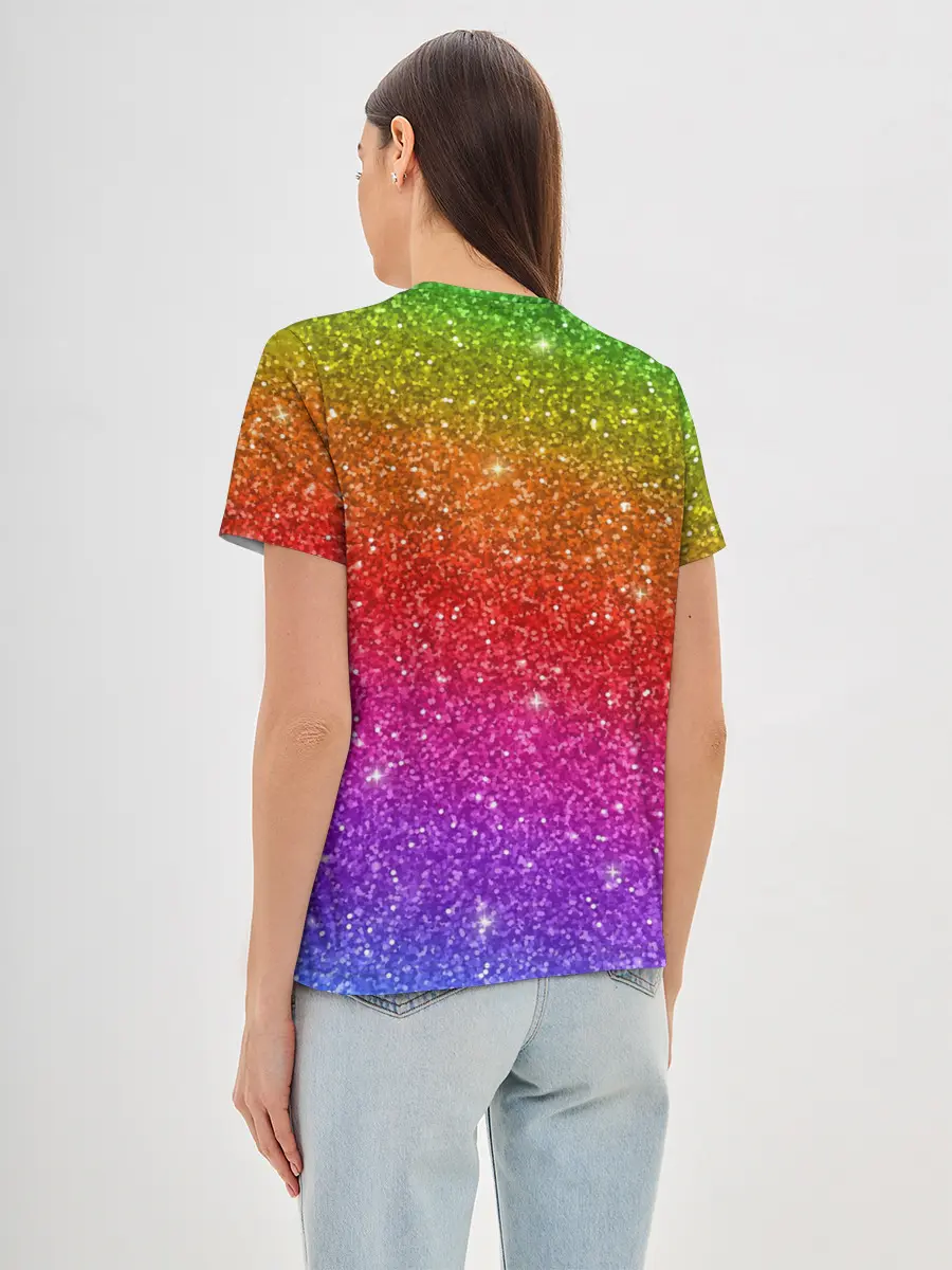 Женская базовая футболка / Блестки радуги