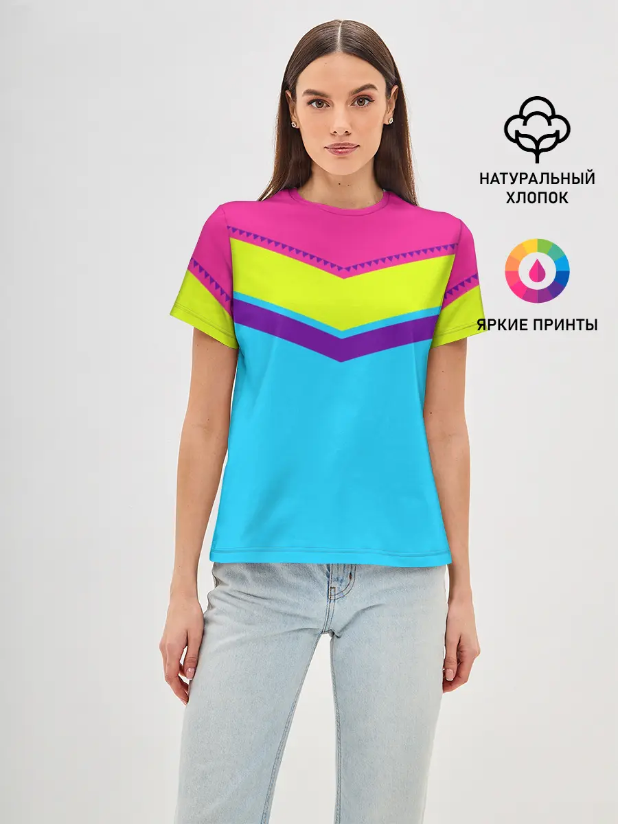 Женская базовая футболка / Цветные треугольники_голубой