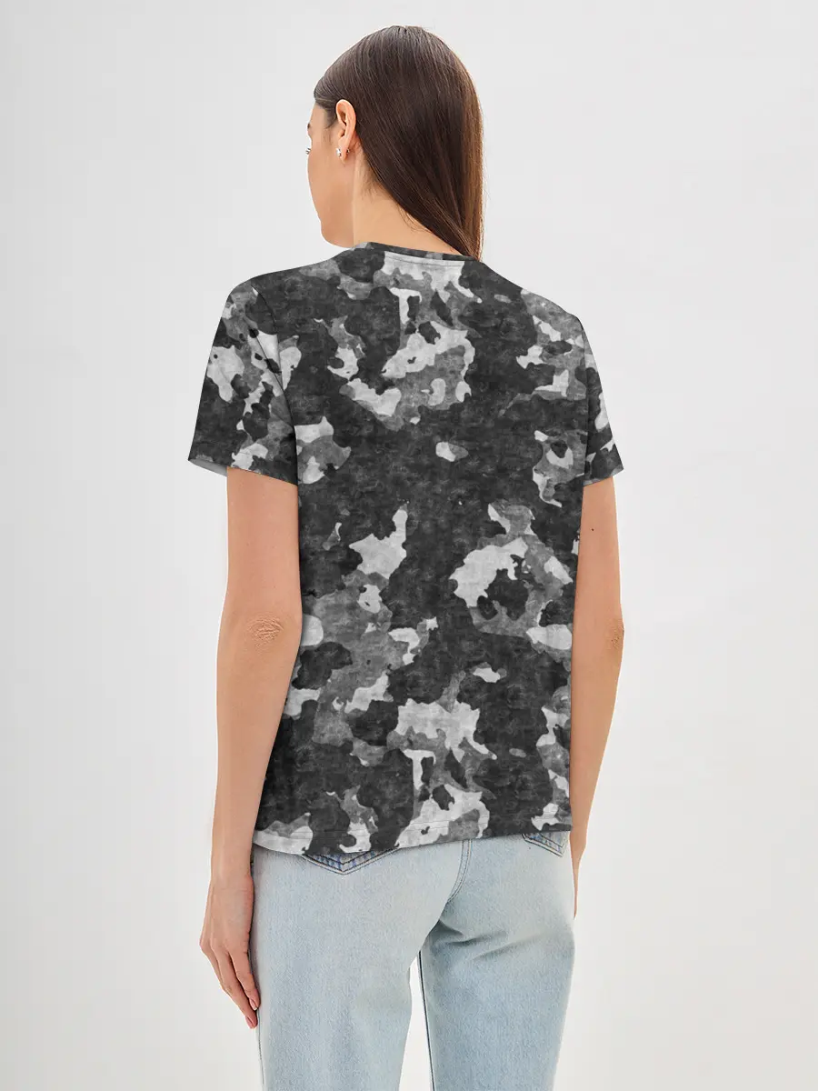 Женская базовая футболка / Gray Camouflage