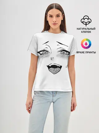 Женская базовая футболка / Ахегао личико