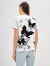 Женская базовая футболка / Черные бабочки на белом