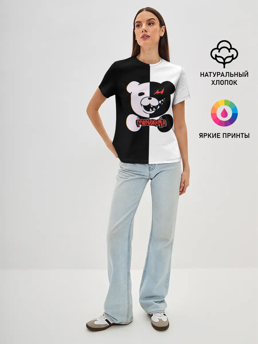 Женская базовая футболка / MONOKUMA / МОНОКУМА GLITCH