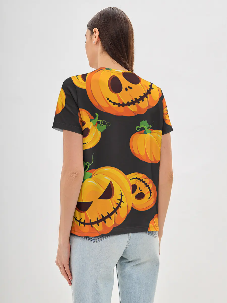 Женская базовая футболка / Весёлые тыквы