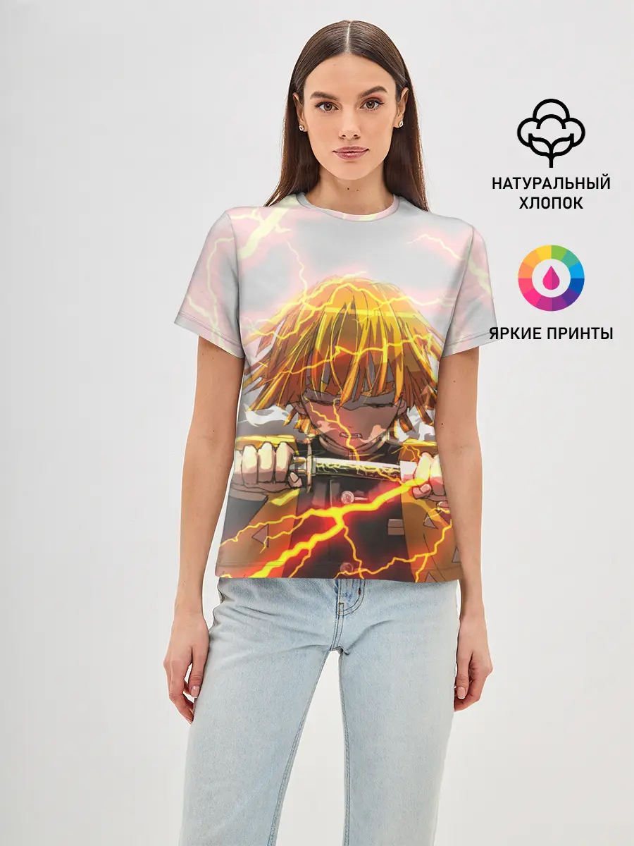 Женская базовая футболка / Kimetsu no yaiba достает меч