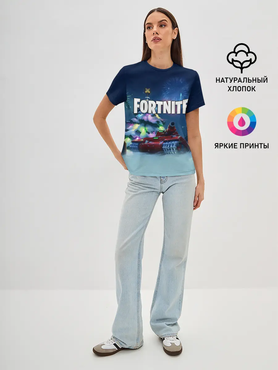 Женская базовая футболка / Fortnite Новый год