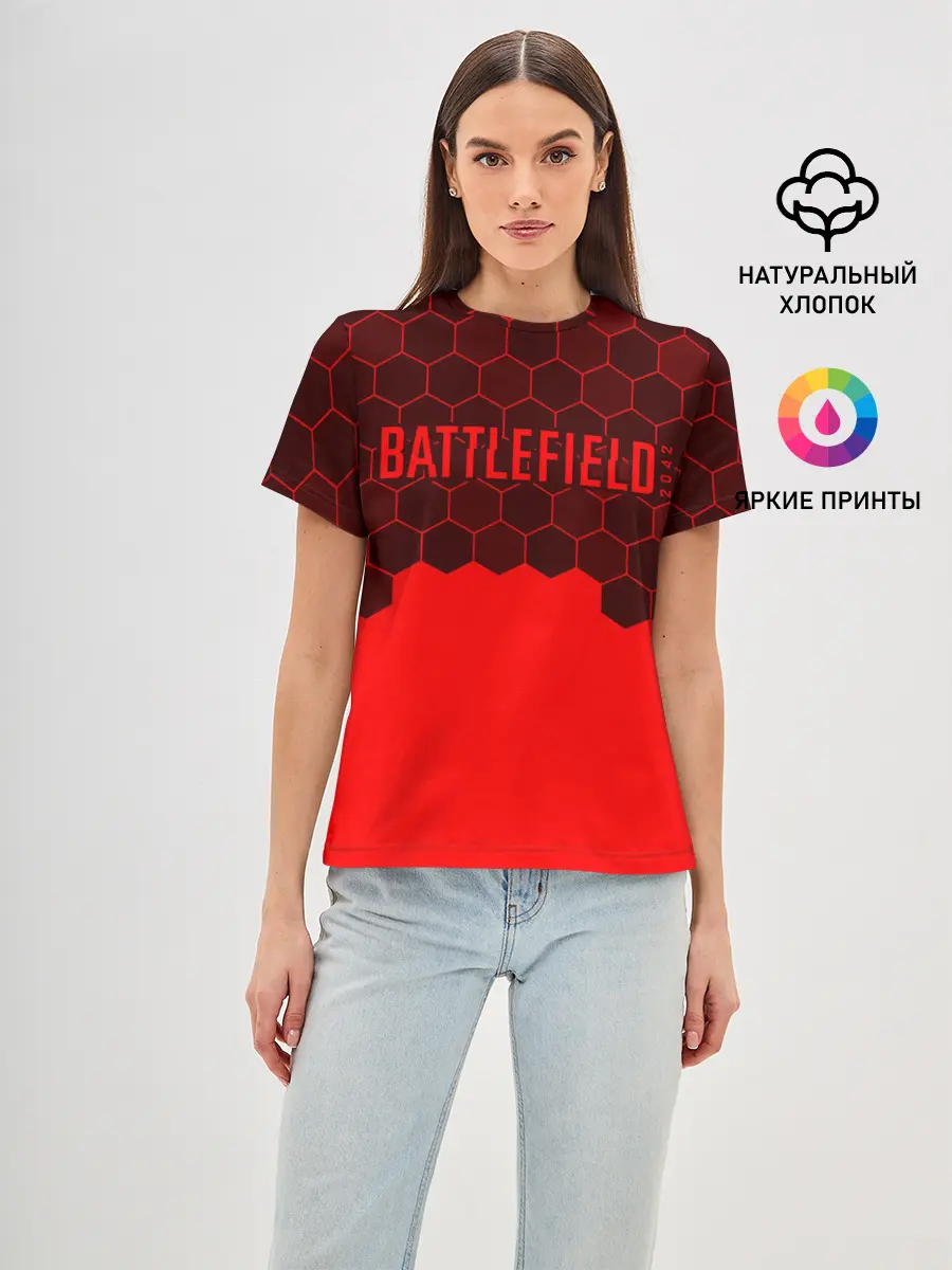 Женская базовая футболка / Battlefield 2042 - Hexagon