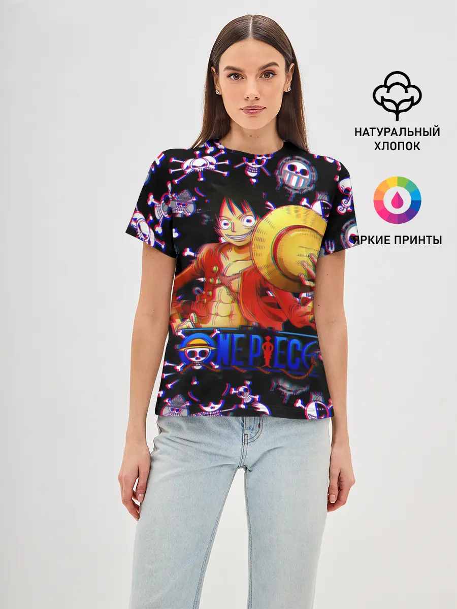 Женская базовая футболка / Луффи One Piece | Glitch