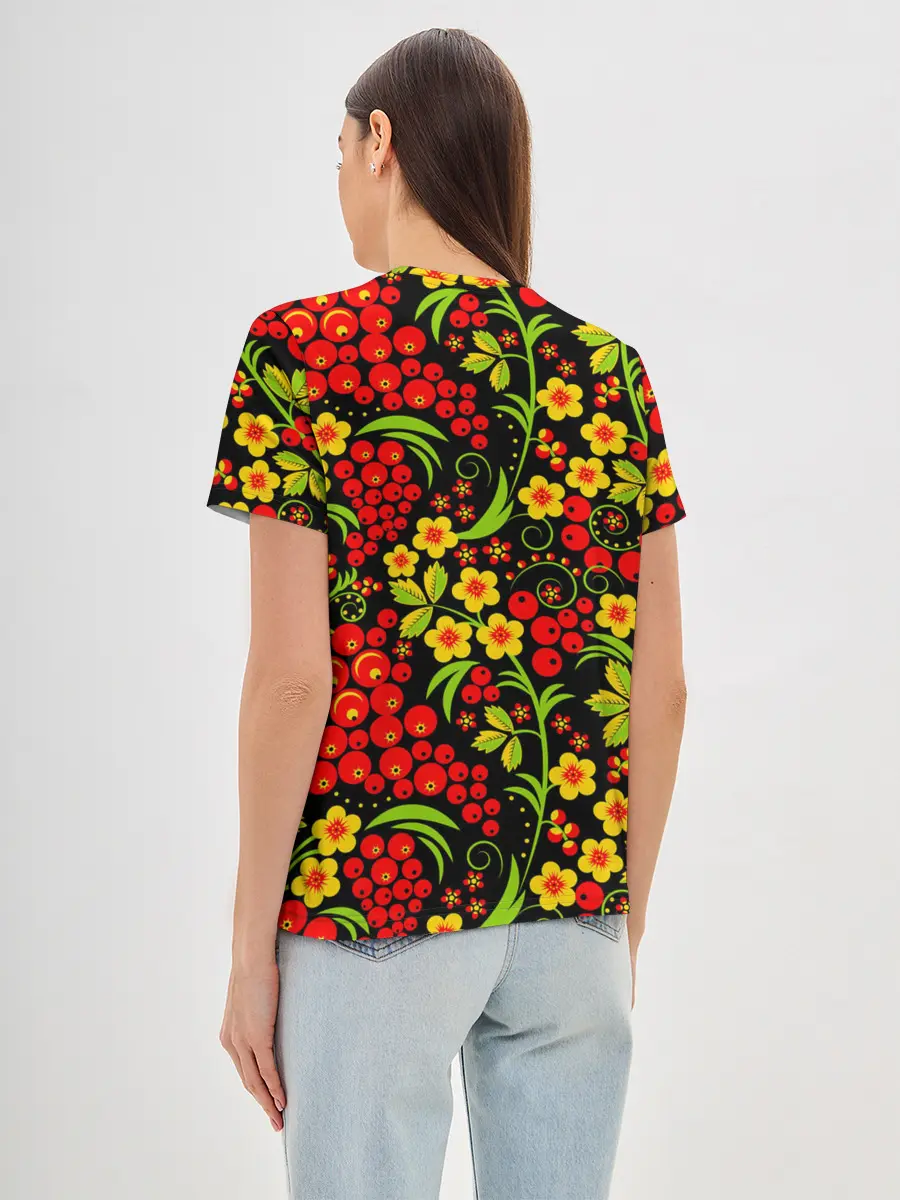 Женская базовая футболка / Хохлома