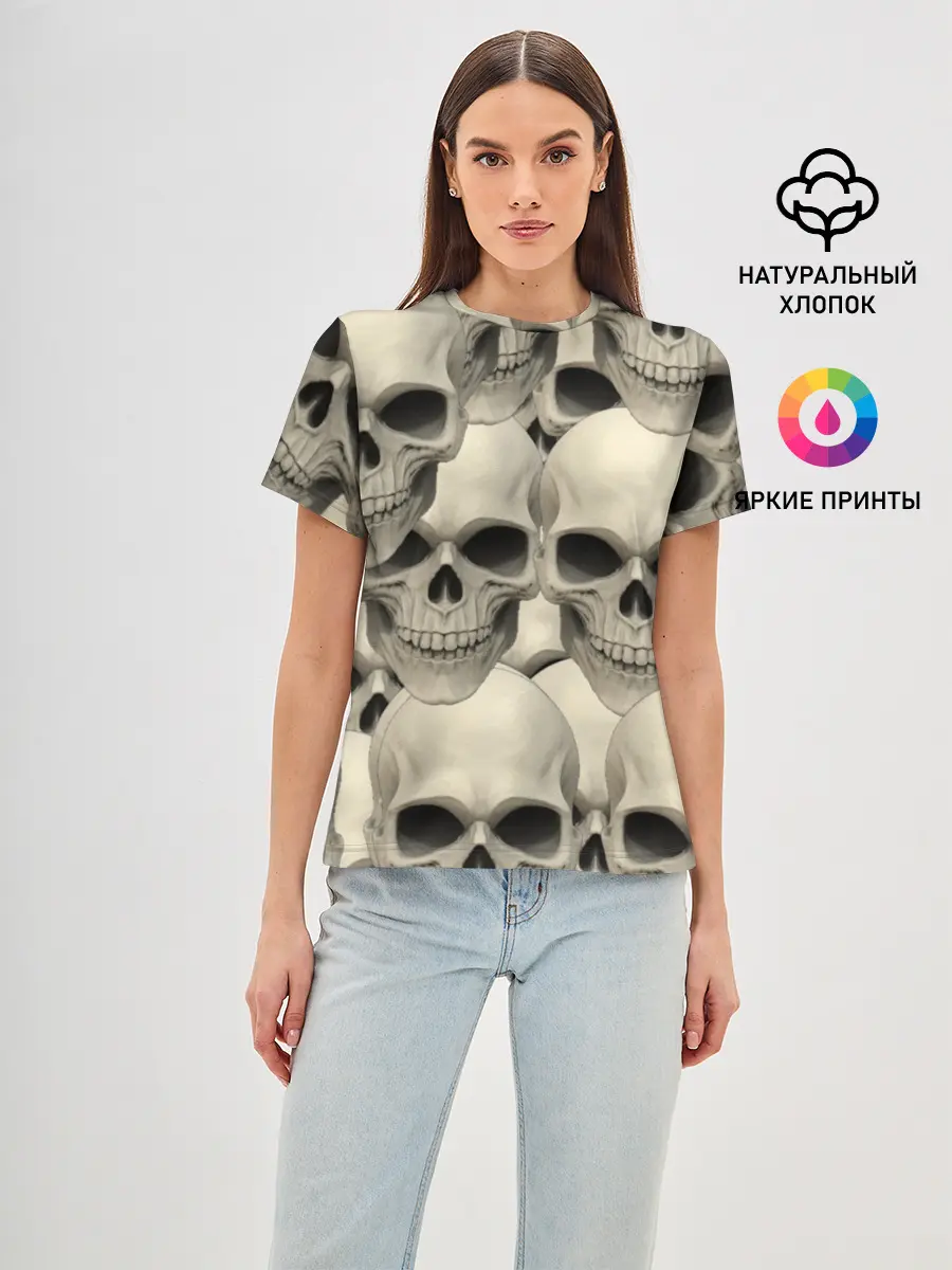 Женская базовая футболка / Черепа