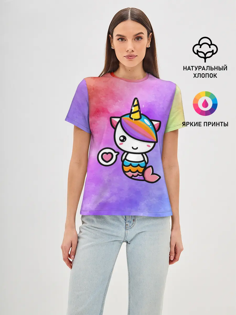 Женская базовая футболка / Русалка | Единорог