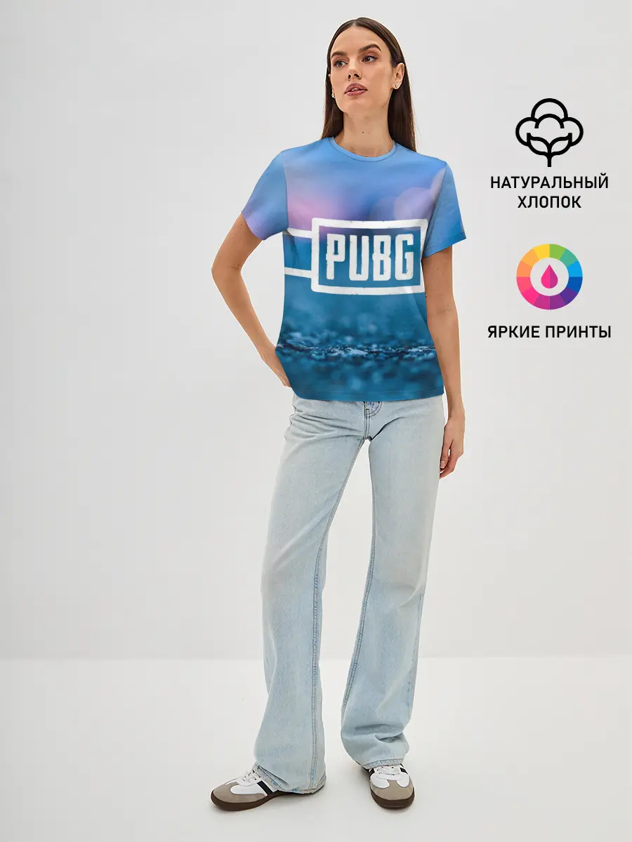 Женская базовая футболка / PUBG light blue