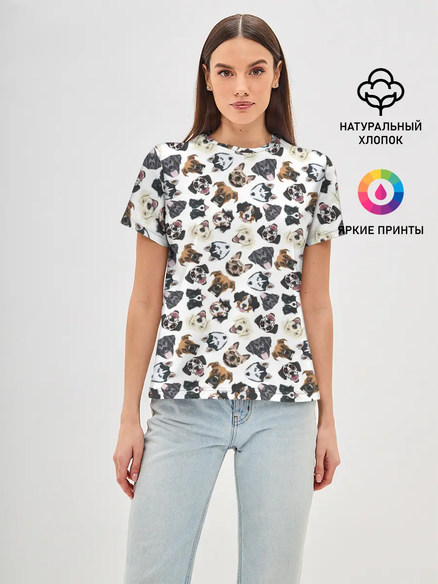 Женская базовая футболка / Разные Породы Собак