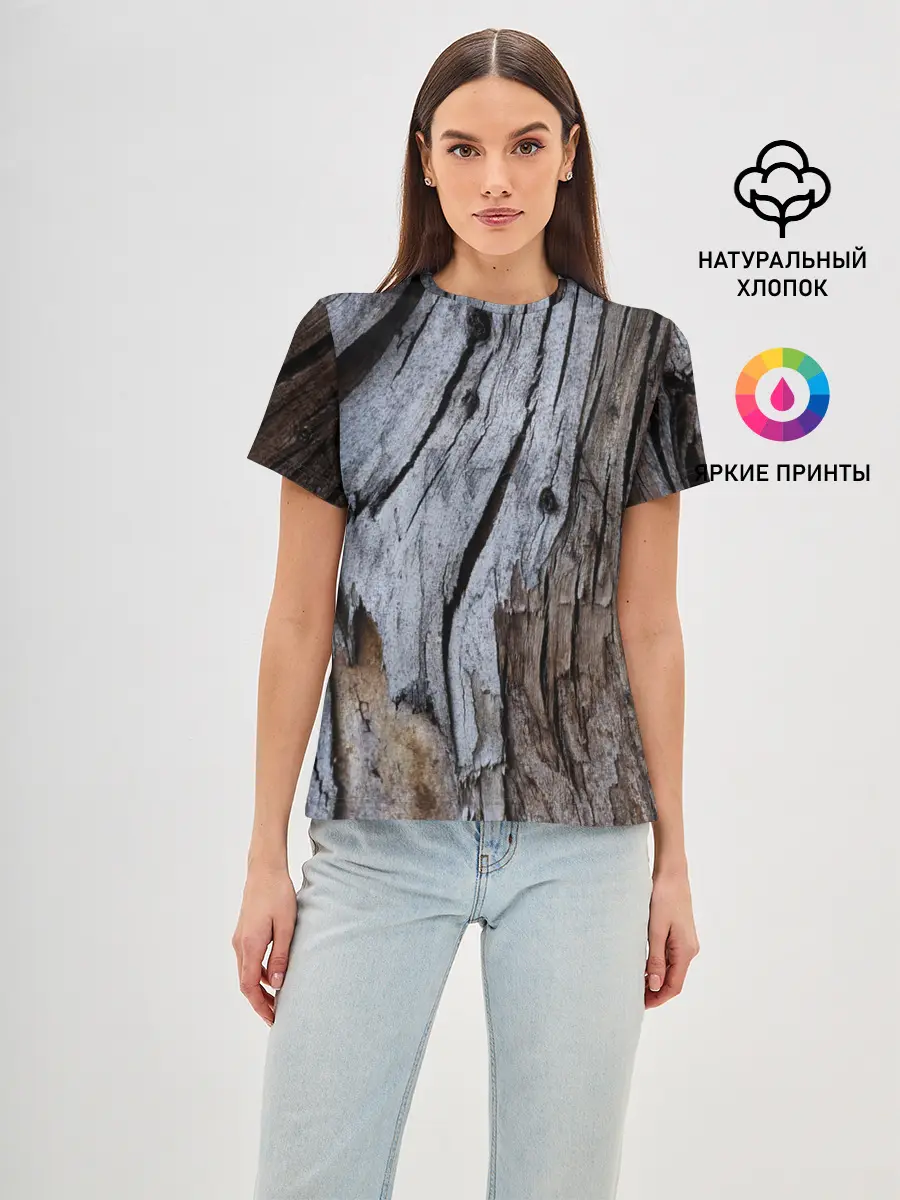 Женская базовая футболка / Древесная кора