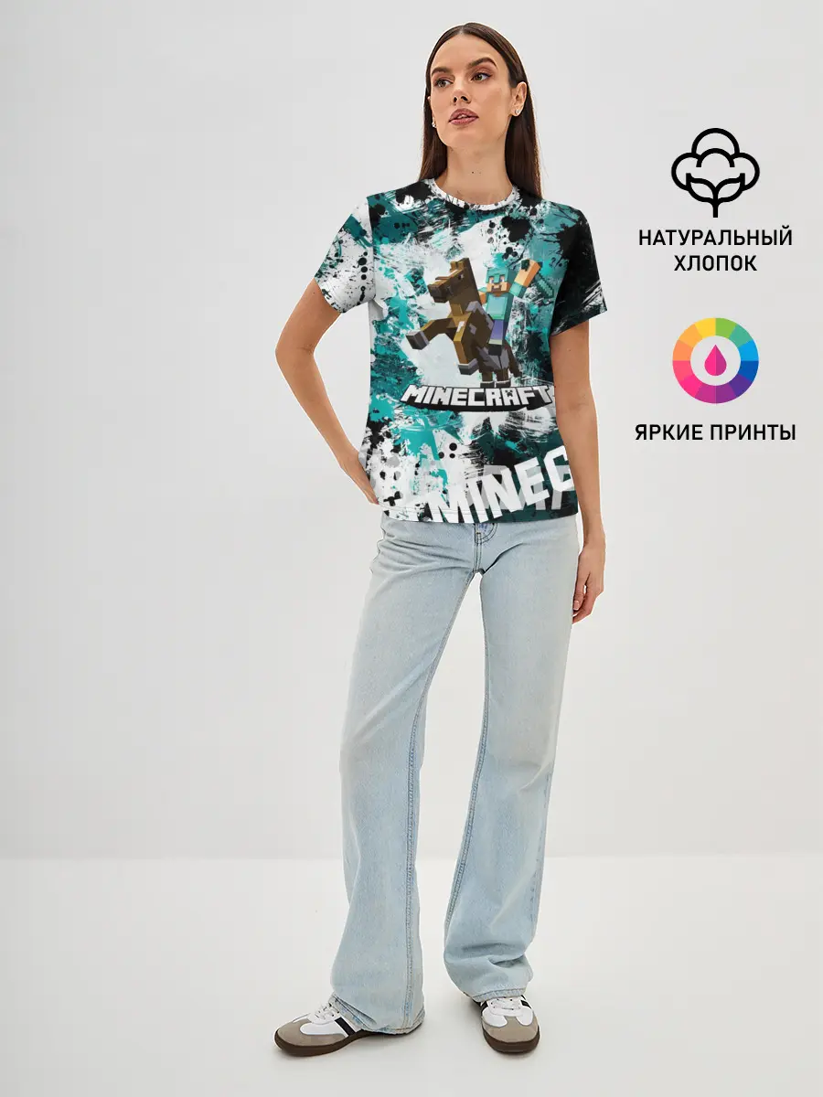 Женская базовая футболка / Minecraft / Майнкрафт