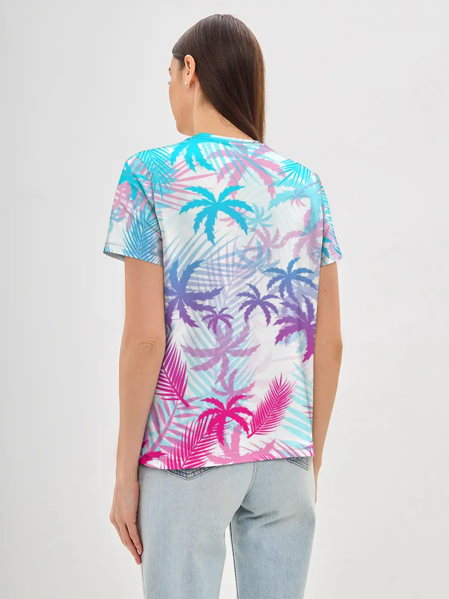 Женская базовая футболка / НЕОНОВЫЕ ПАЛЬМЫ