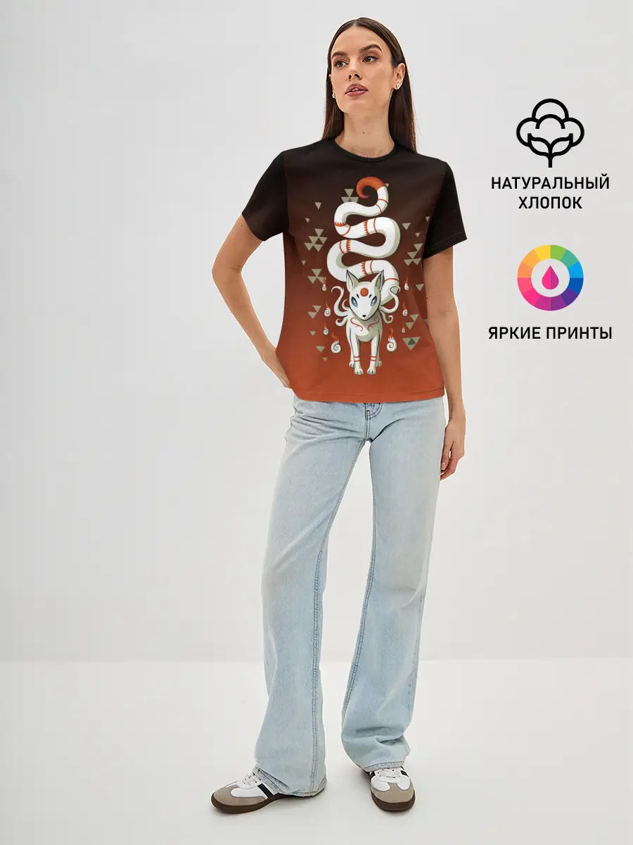 Женская базовая футболка / Длиннохвостая лисица Инари