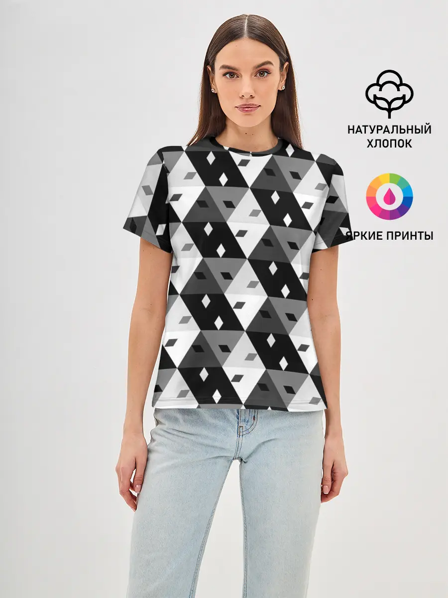 Женская базовая футболка / Абстрактные кубики