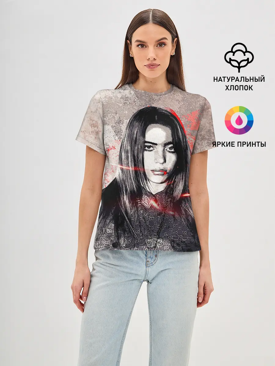 Женская базовая футболка / Билли Айлиш стиль гранж