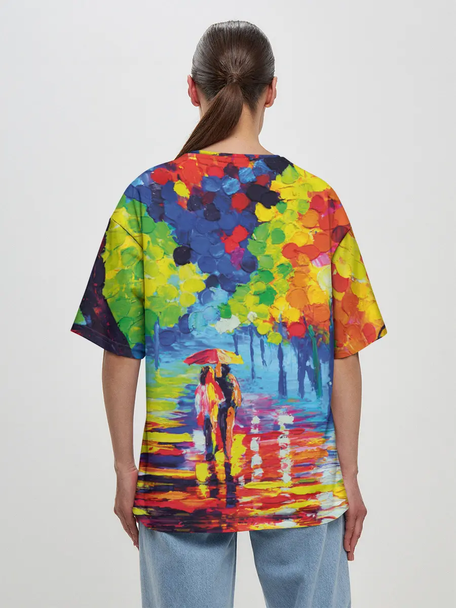Женская футболка оверсайз / Осенний бульвар