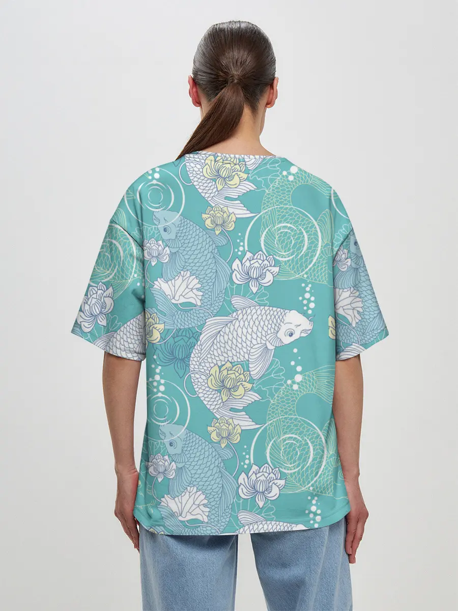 Женская футболка оверсайз / Карпы Кои