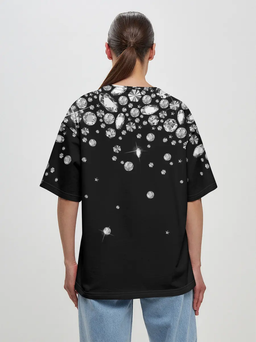 Женская футболка оверсайз / Бриллианты