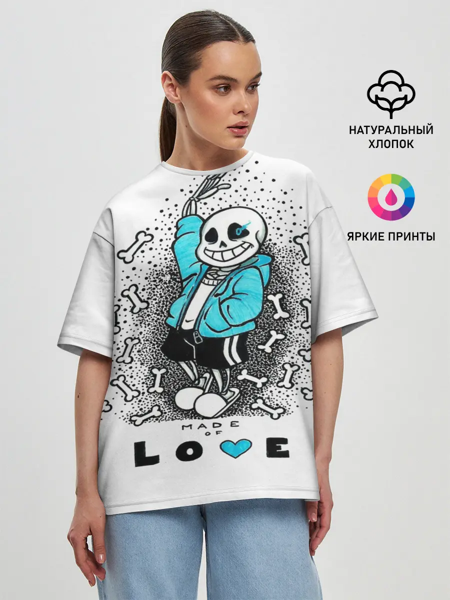 Женская футболка оверсайз / Made of love