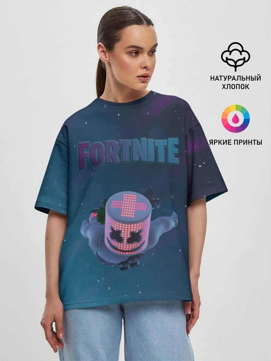 Женская футболка оверсайз / Fortnite x Marshmello