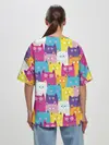 Женская футболка оверсайз / Разноцветные котики