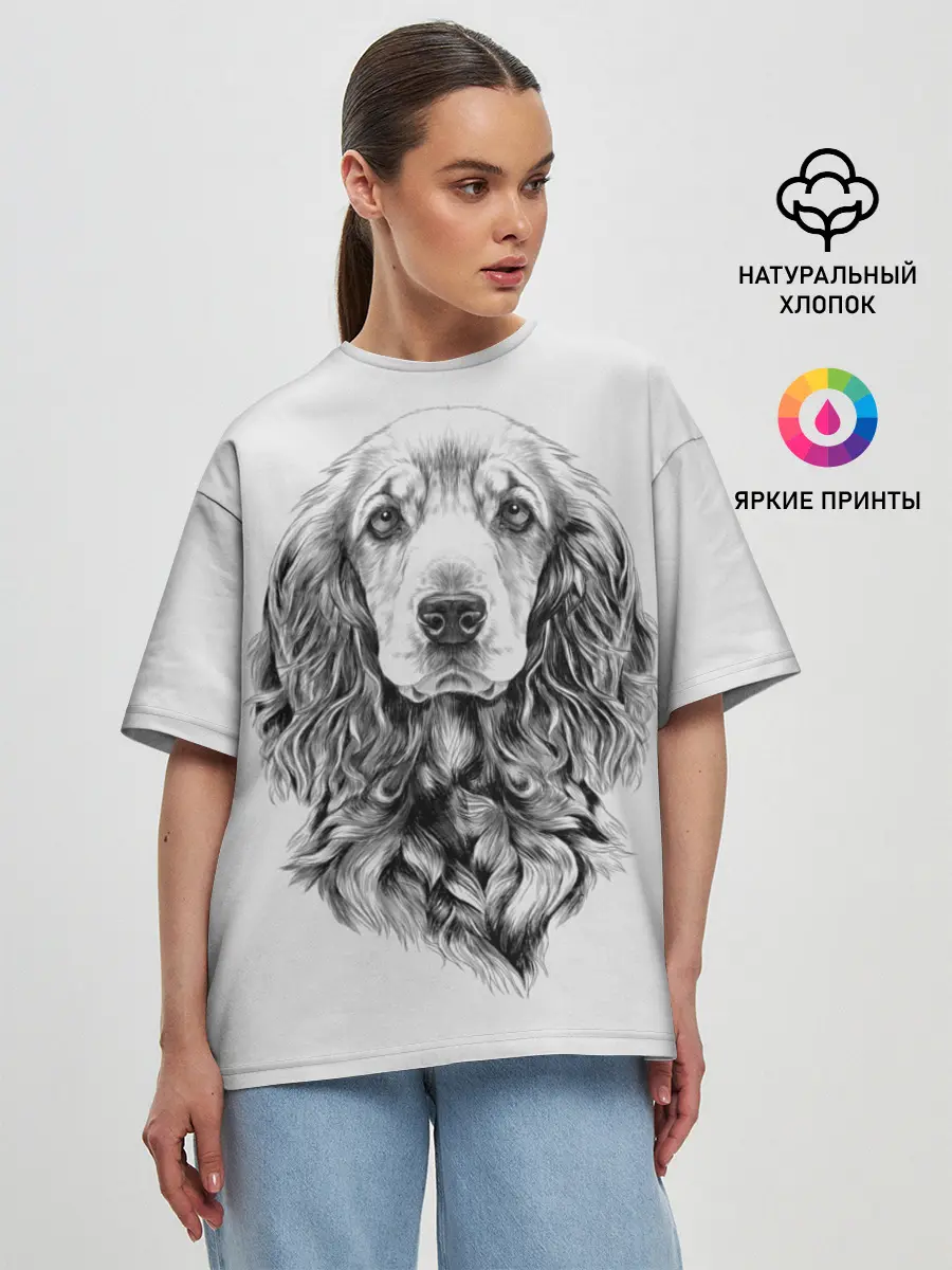 Женская футболка оверсайз / Кокер спаниель
