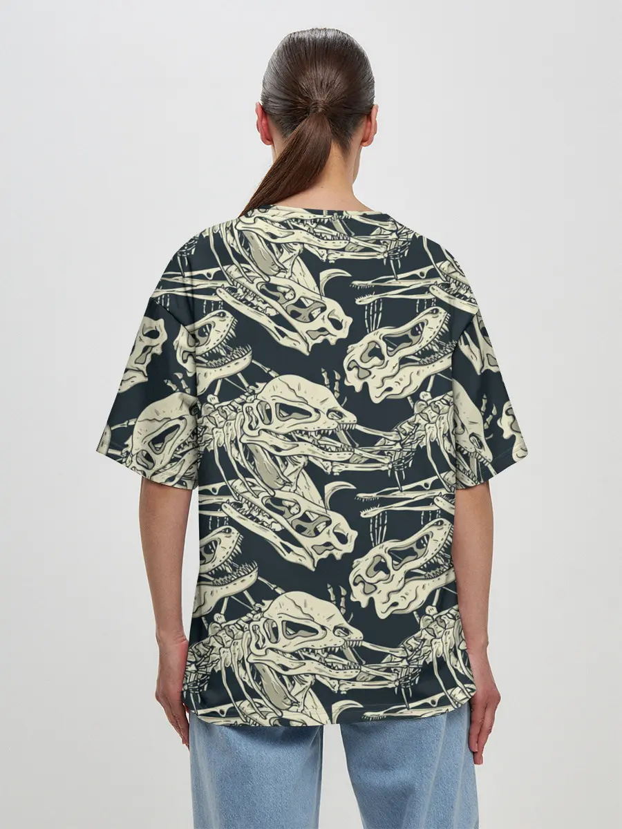 Женская футболка оверсайз / Черепа динозавров