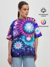 Женская футболка оверсайз / Неоновые Цветы