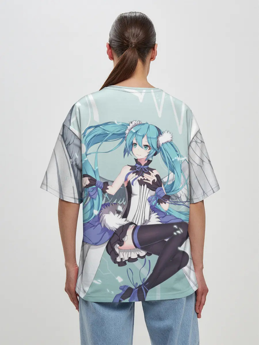 Женская футболка оверсайз / Хацуне Мику с крыльями