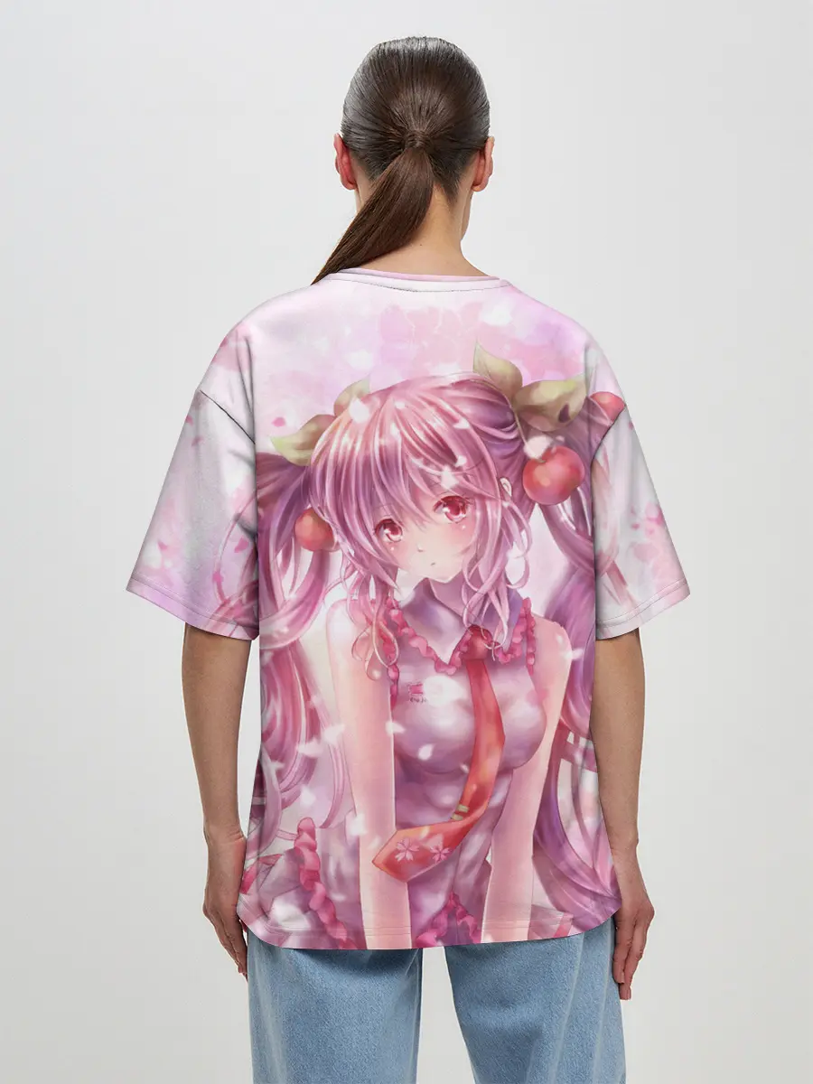 Женская футболка оверсайз / Ванильная Hatsune Miku