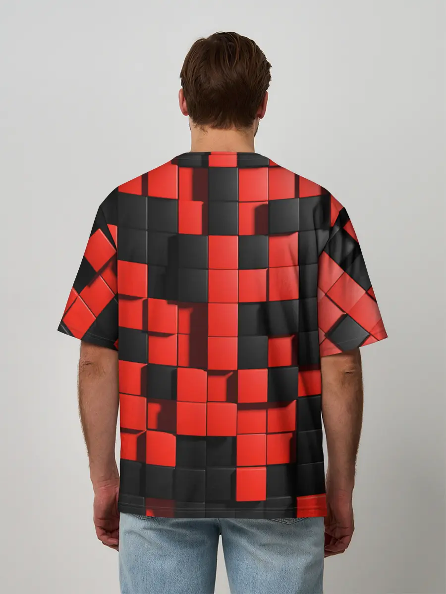 Мужская футболка оверсайз / КУБИКИ 3D