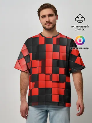 Мужская футболка оверсайз / КУБИКИ 3D