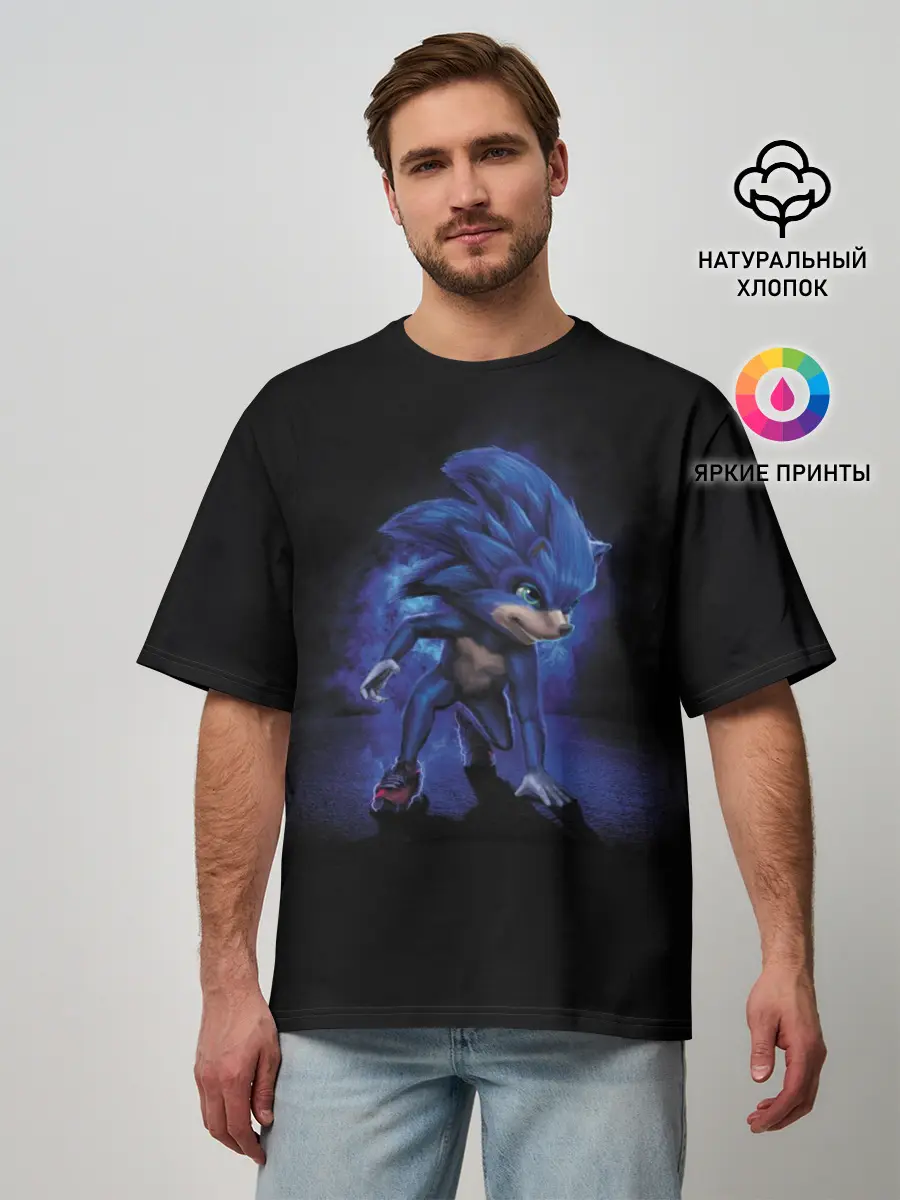 Мужская футболка оверсайз / Соник