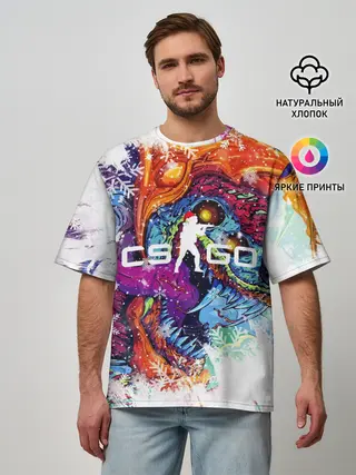 Мужская футболка оверсайз / Новогодний CS GO