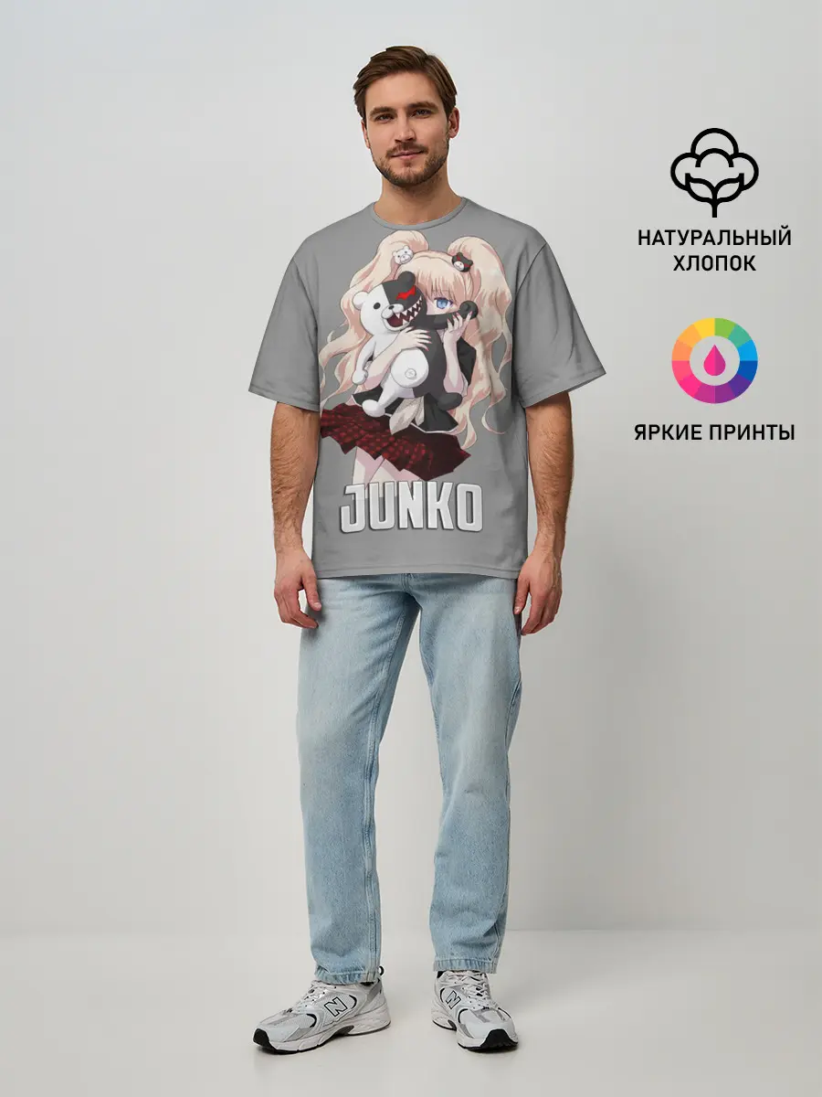 Мужская футболка оверсайз / MONOKUMA / JUNKO