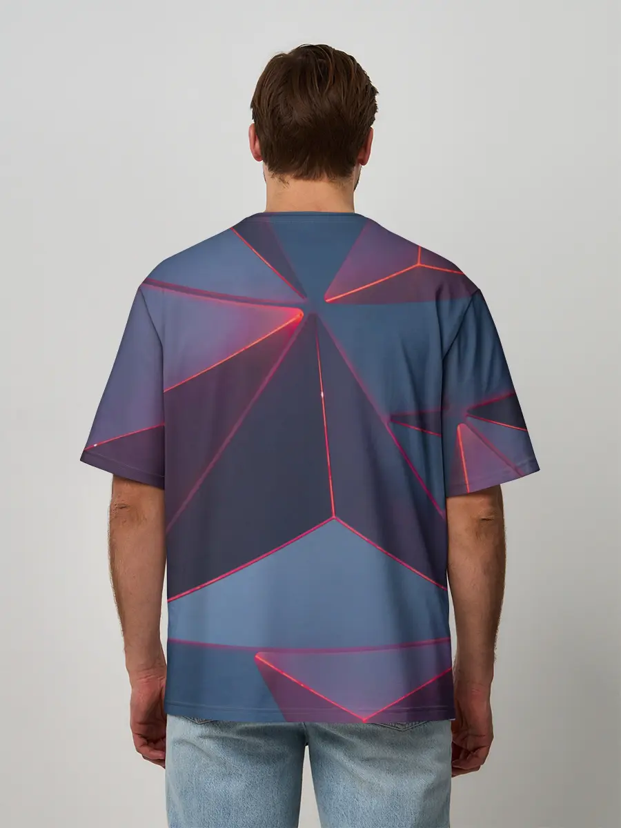 Мужская футболка оверсайз / Неоновый треугольник.