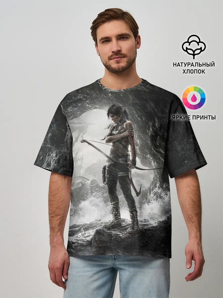 Мужская футболка оверсайз / Tomb Raider