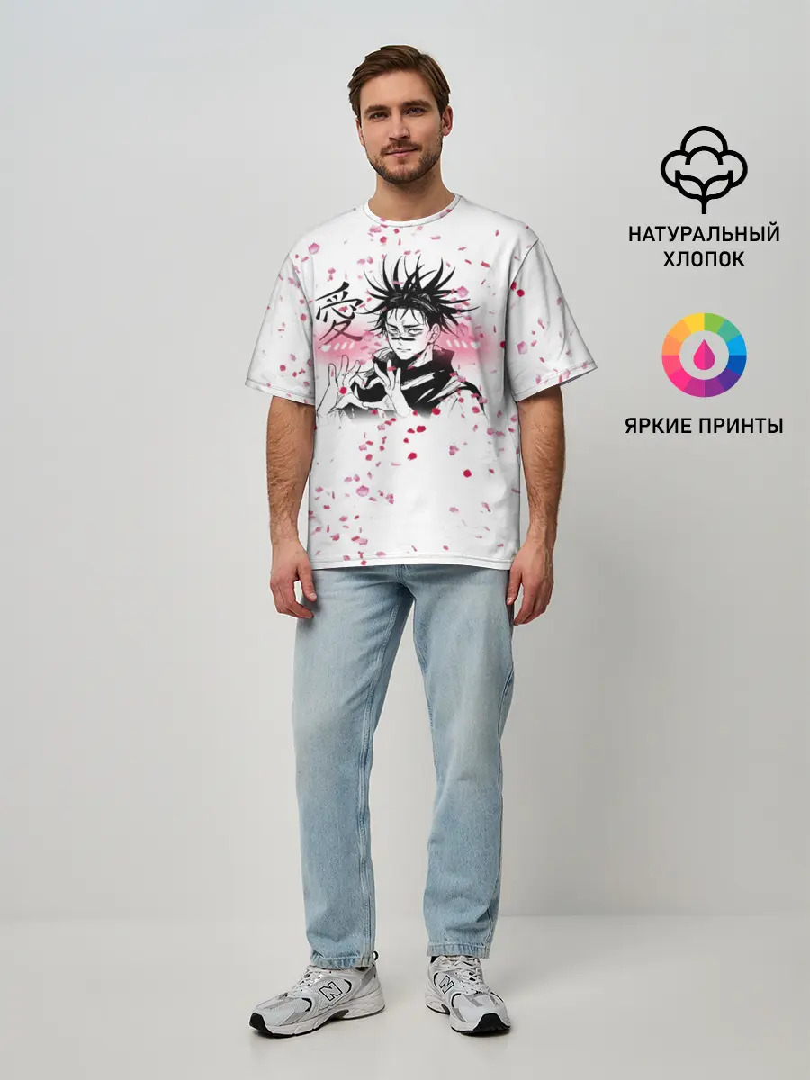 Мужская футболка оверсайз / Манга Аниме Любовь Сердце