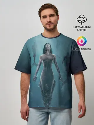 Мужская футболка оверсайз / Русалка